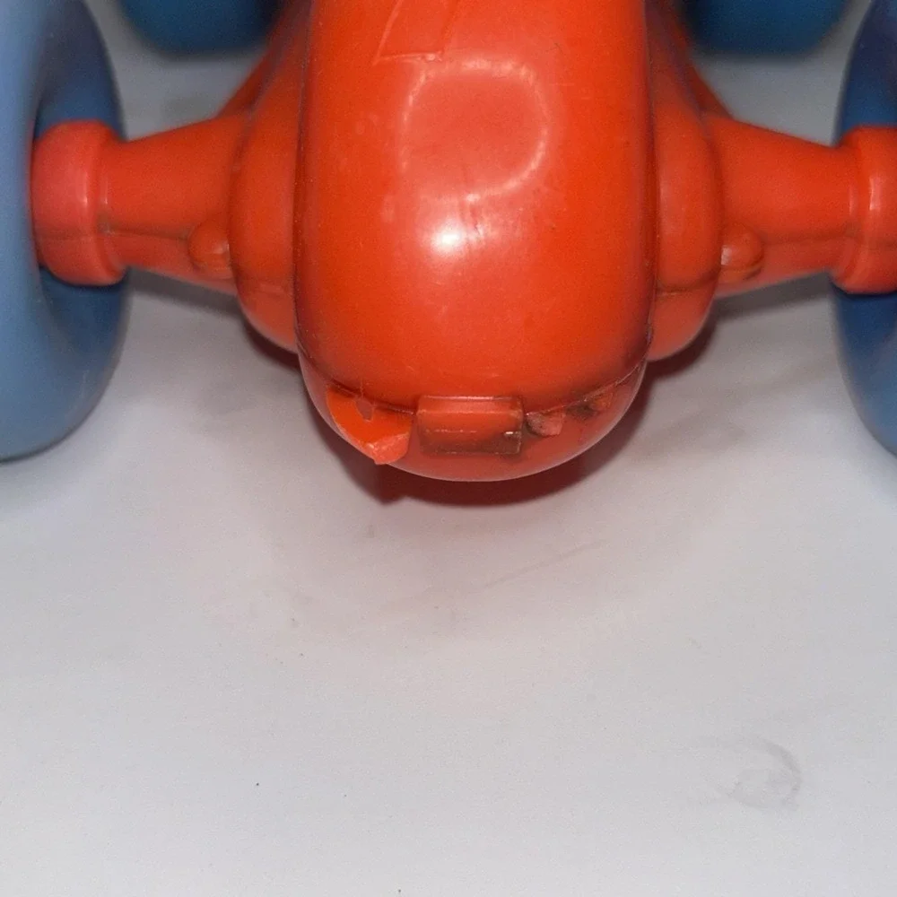 Vintage 1960s Plastic Pull Race Car Red Blue Yellow Driver Toy AS‎ IS